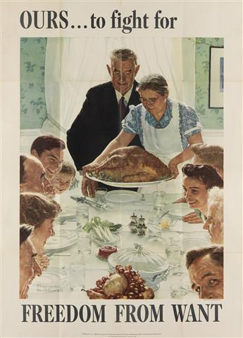 NORMAN ROCKWELL (1894-1978). [THE FOUR FREEDOMS.] Group of 4 posters. 1943. 40x28 inches, 101x71 cm. U.S. Government Printing Office, W